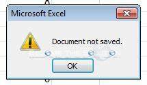 Fix Excel Document Not Saved Error