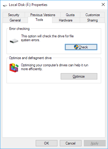 look for corrupted file in the hard drive