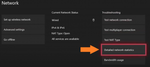 network and server status in xbox